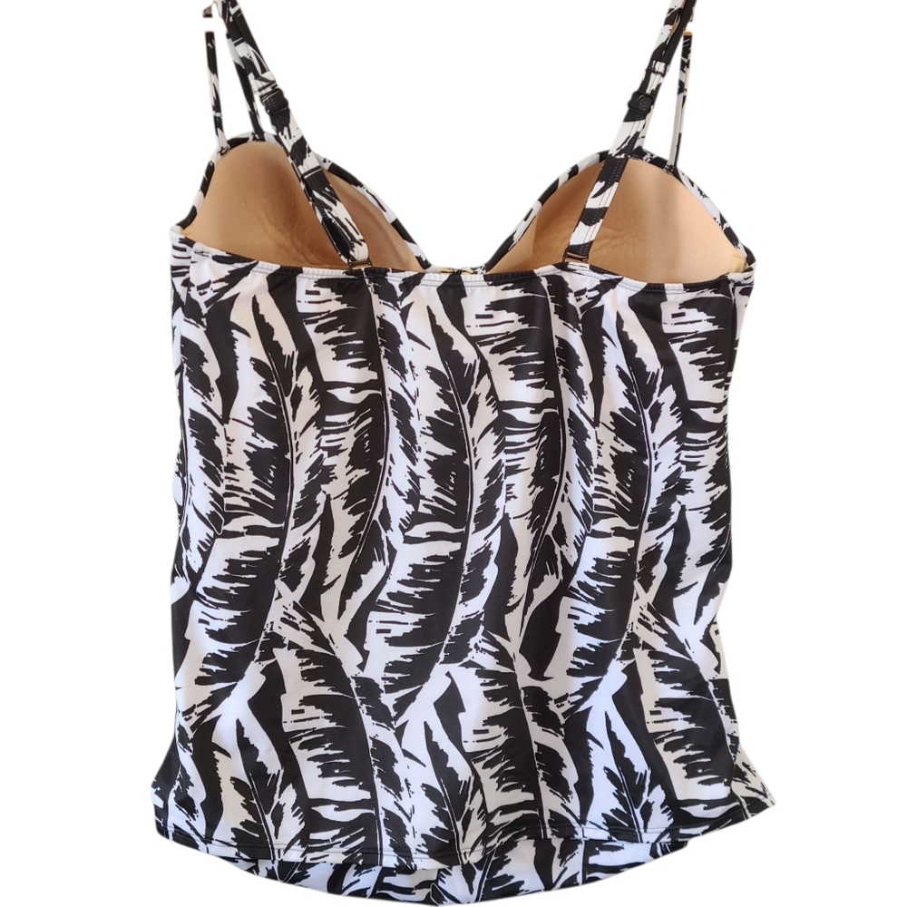 NWT Swim By Cacique Swim Top Plus Size 42F Black White - Picture 4 of 7